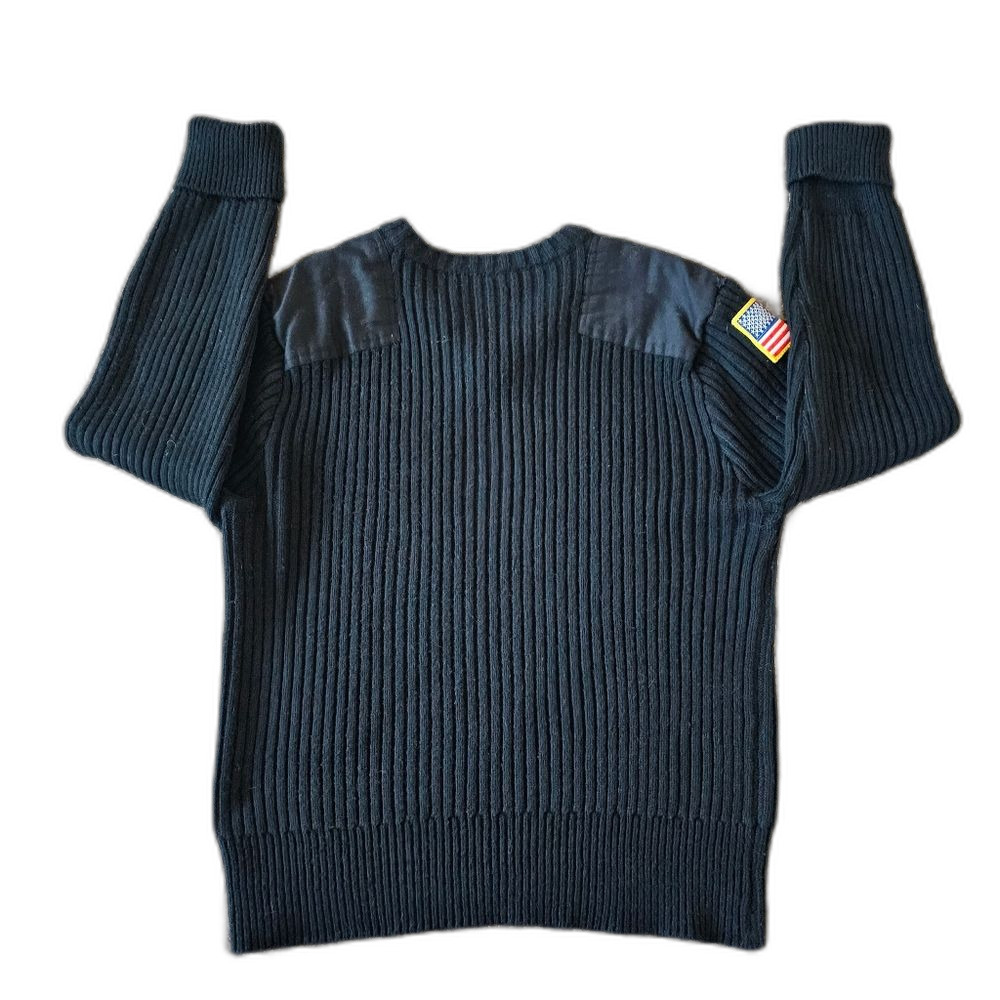 Security/Military Uniform Black Wool Sweater Sz. XL Knit Ribbed Commando Police